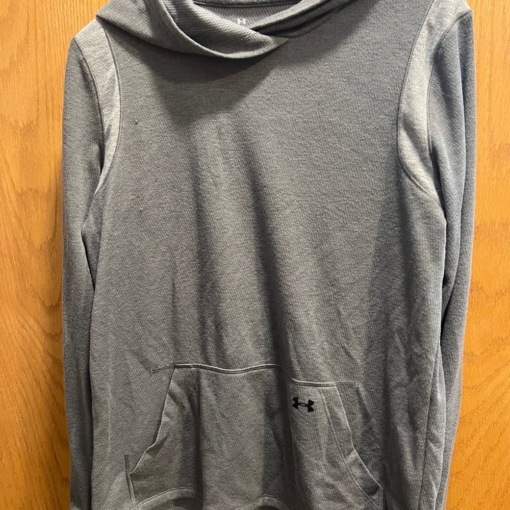 Under Armour women’s Charcoal Hoodie. Very lightweight and soft! This is women’s